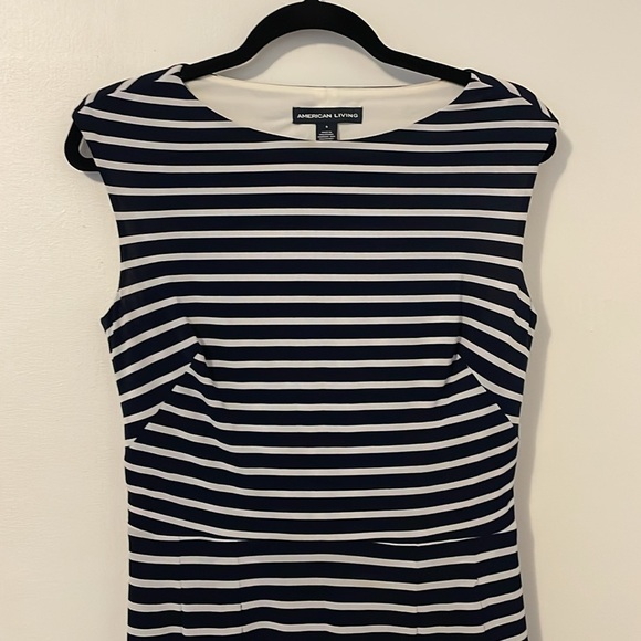 American Living Navy and White Strip Dress NWT - Picture 2 of 7